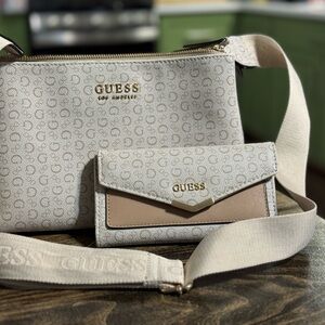 GUESS Cream and Tan Crossbody Bag Set